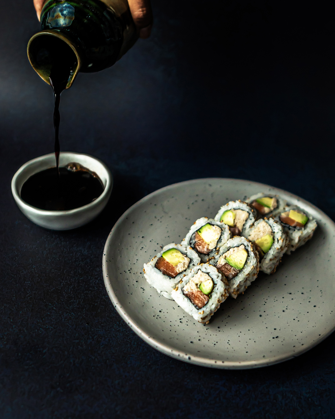 Sushi Roll with Soy Sauce